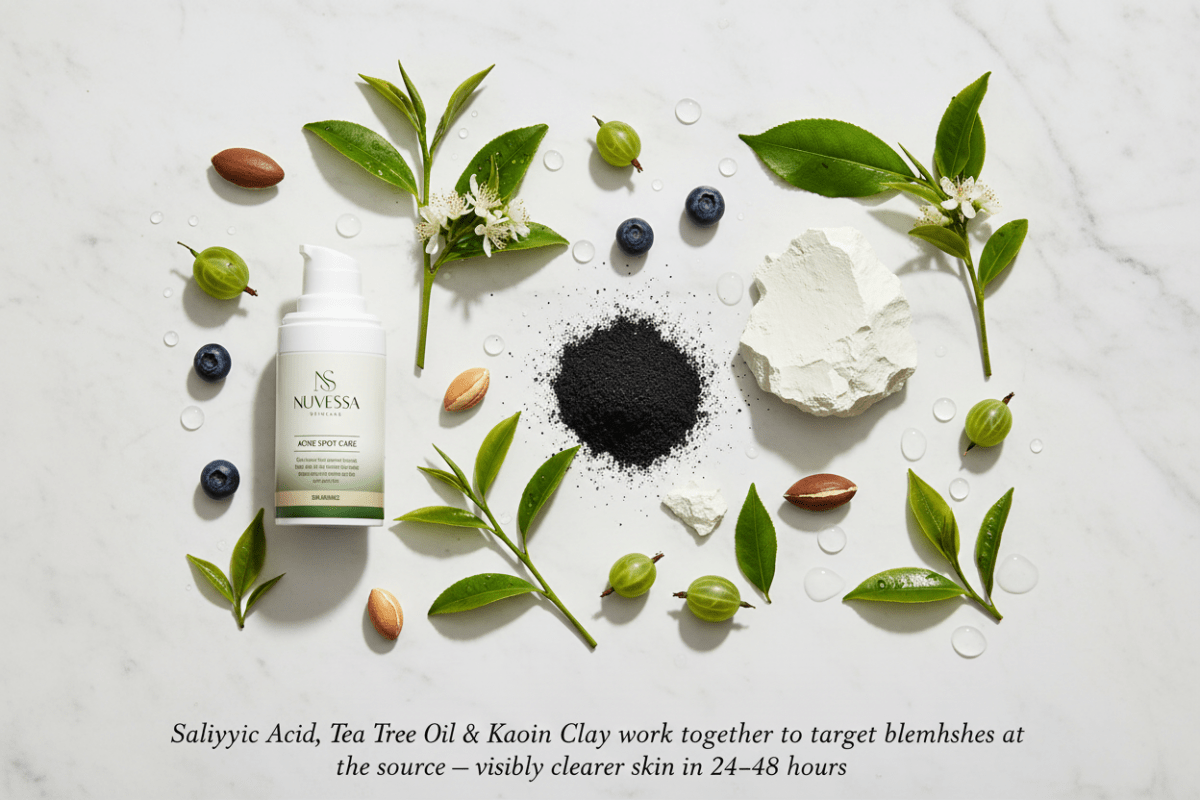 Acne Spot Treatment | Dermatologically Tested | 2% Salicylic Acid & Tea Tree - Skin Care | Nuvessa Skincare