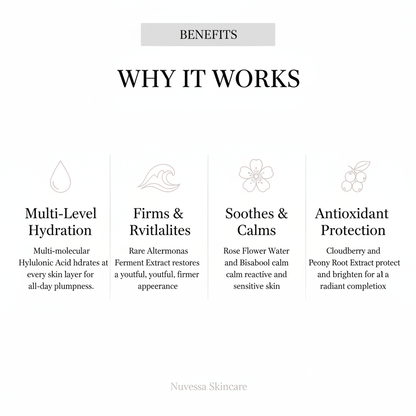 Hydrating Serum for All Skin Types – Plump, Dewy Skin All Day | Hyaluronic Acid - Skin Care | Nuvessa Skincare