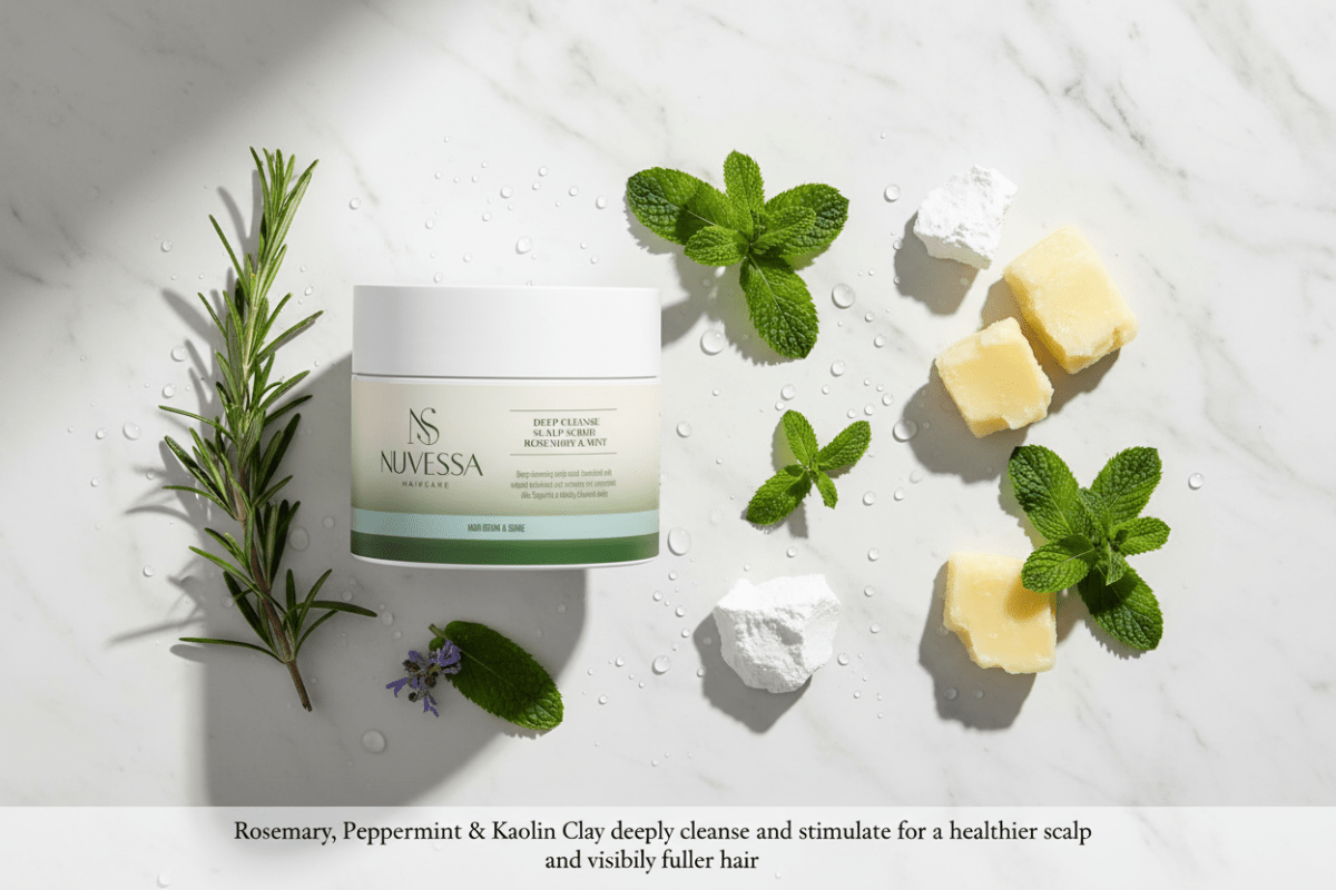 Scalp Scrub That Stops Dandruff & Stimulates Hair Growth | Rosemary & Mint - Hair Care | Nuvessa Skincare