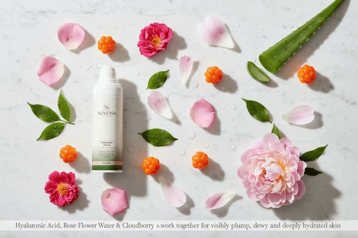 Hydrating Serum for All Skin Types – Plump, Dewy Skin All Day | Hyaluronic Acid - Skin Care | Nuvessa Skincare