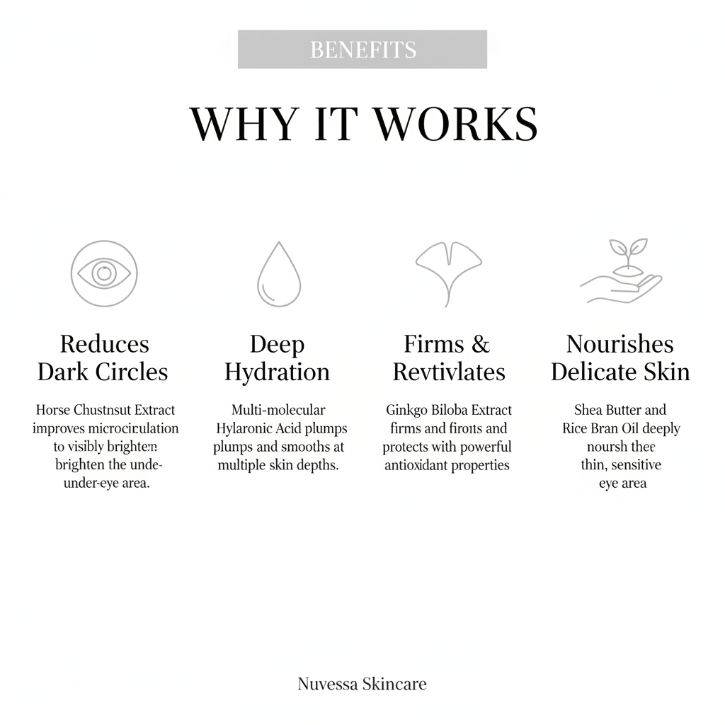 Eye Cream That Reduces Dark Circles & Puffiness in 7 Days | Hyaluronic Acid - Eye Cream | Nuvessa Skincare