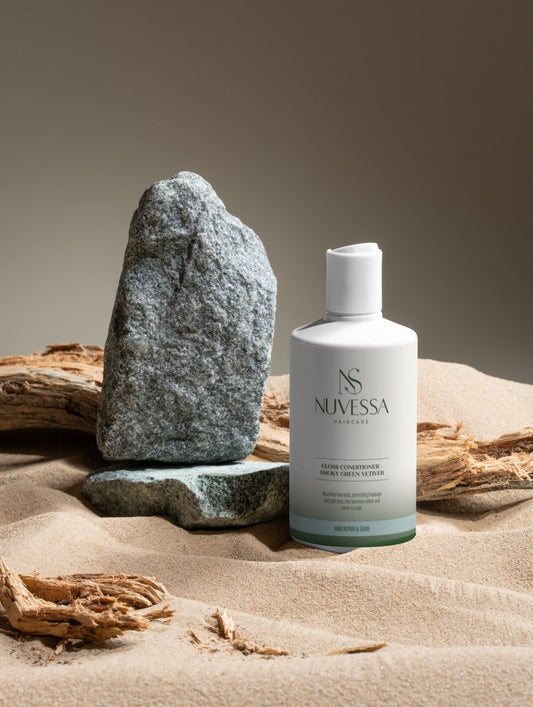 Smoky Green Vetiver Gloss Conditioner for Split Ends | Silky & Easy Styling - Hair Care | Nuvessa Skincare