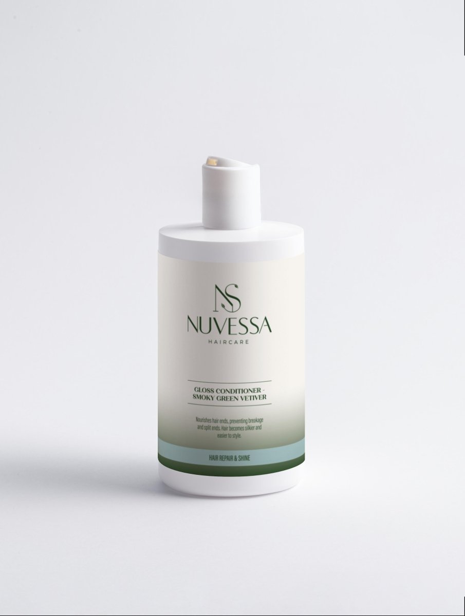 Smoky Green Vetiver Gloss Conditioner for Split Ends | Silky & Easy Styling - Hair Care | Nuvessa Skincare