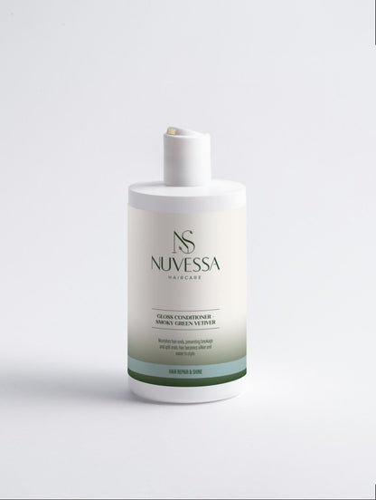 Smoky Green Vetiver Gloss Conditioner for Split Ends | Silky & Easy Styling - Hair Care | Nuvessa Skincare
