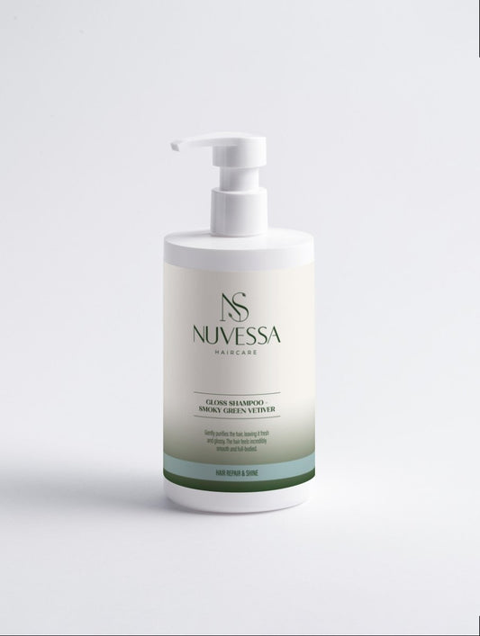 Smoky Green Vetiver Gloss Shampoo for Coloured Hair | Brilliant Shine & Smooth Texture - Hair Care | Nuvessa Skincare