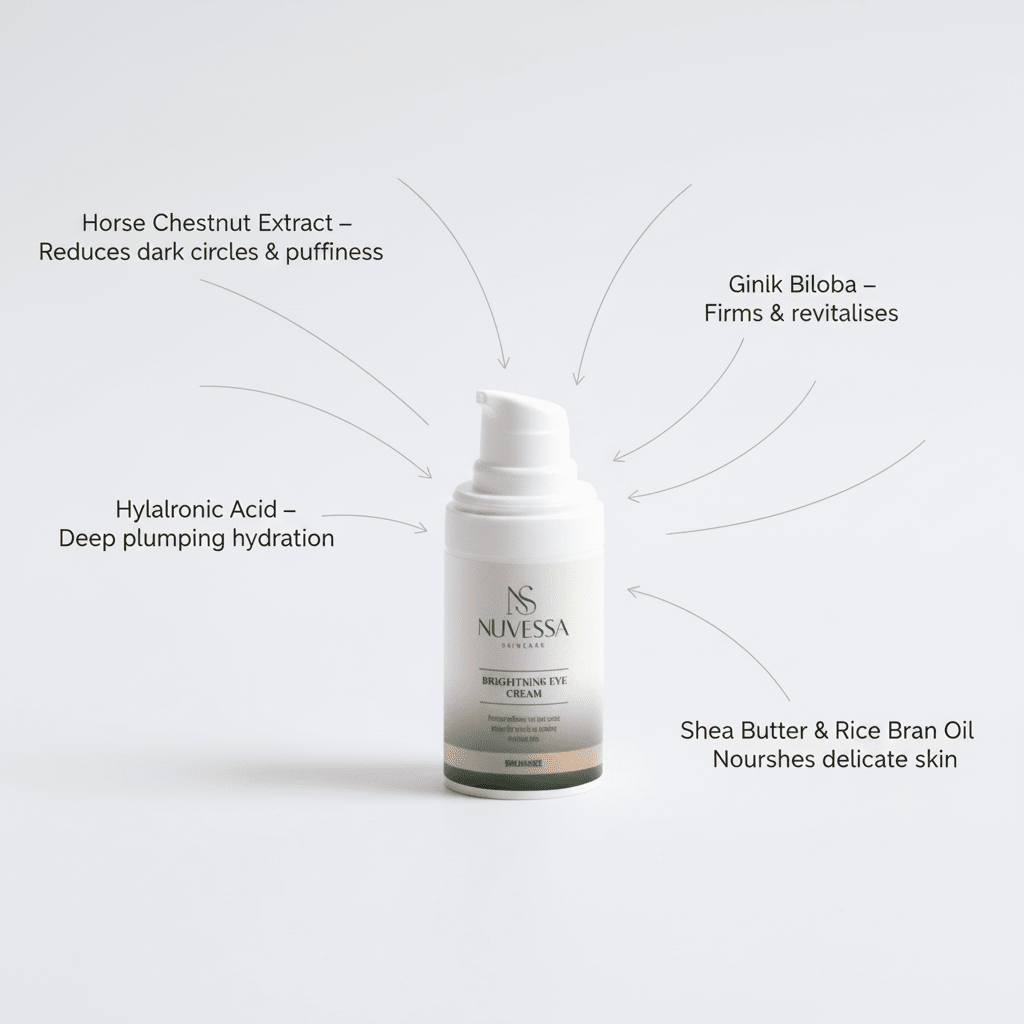Eye Cream That Reduces Dark Circles & Puffiness in 7 Days | Hyaluronic Acid - Eye Cream | Nuvessa Skincare