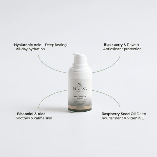 Moisturising Day Cream for Normal to Dry Skin – All-Day Hydration with Hyaluronic Acid - Calming Cream > Day Cream > Skin Cream > Moisturiser > Moisturising Lotion > Face Cream | Nuvessa Skincare