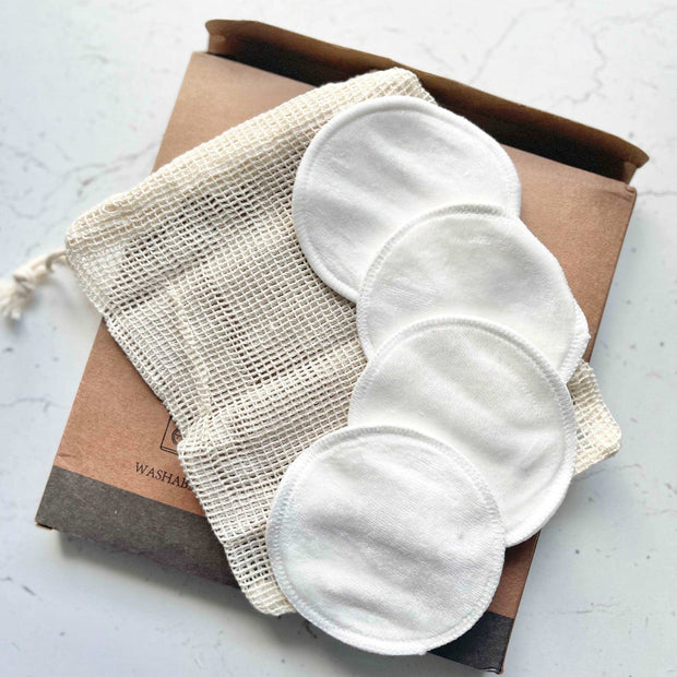 Re-useable Eco Friendly Bamboo Makeup Remover Pads - 12 Pack with Bag