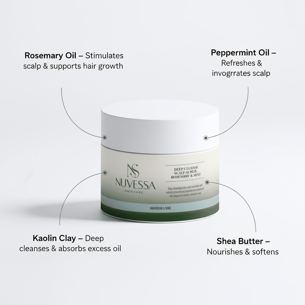 Scalp Scrub That Stops Dandruff & Stimulates Hair Growth | Rosemary & Mint - Hair Care | Nuvessa Skincare