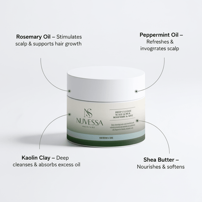 Scalp Scrub That Stops Dandruff & Stimulates Hair Growth | Rosemary & Mint - Hair Care | Nuvessa Skincare